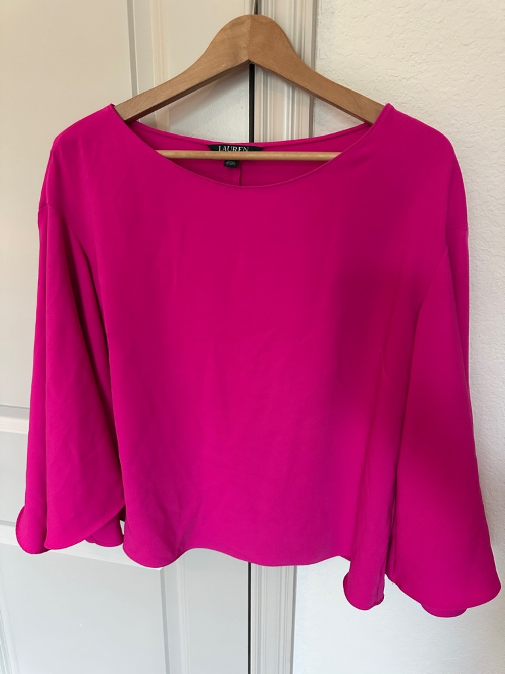 Lauren Ralph Lauren Bright Fuchsia Bell Sleeve Blouse - Picture 2 of 9